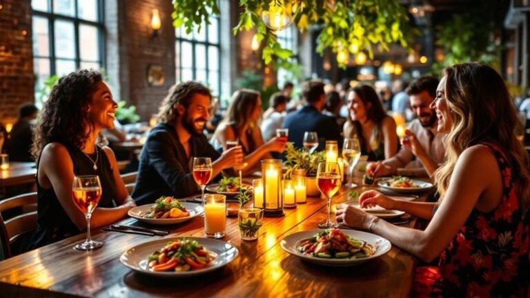 Casual dining experience at an Arlington Heights restaurant with city views