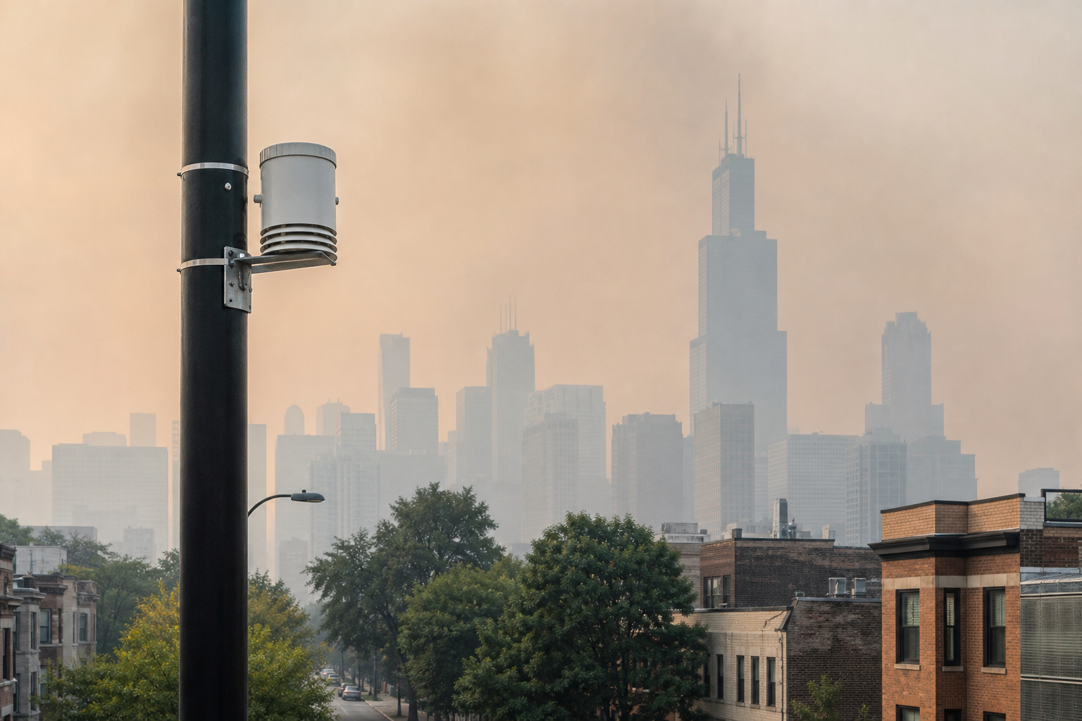 Chicago’s New Air-Sensor Network, Its First 391 Days: 102,907 Sensor-Days, a Median Day Near 9 Micrograms — and Two July 2026 Days When the Network-Wide PM2.5 Mean Hit 133 and 168