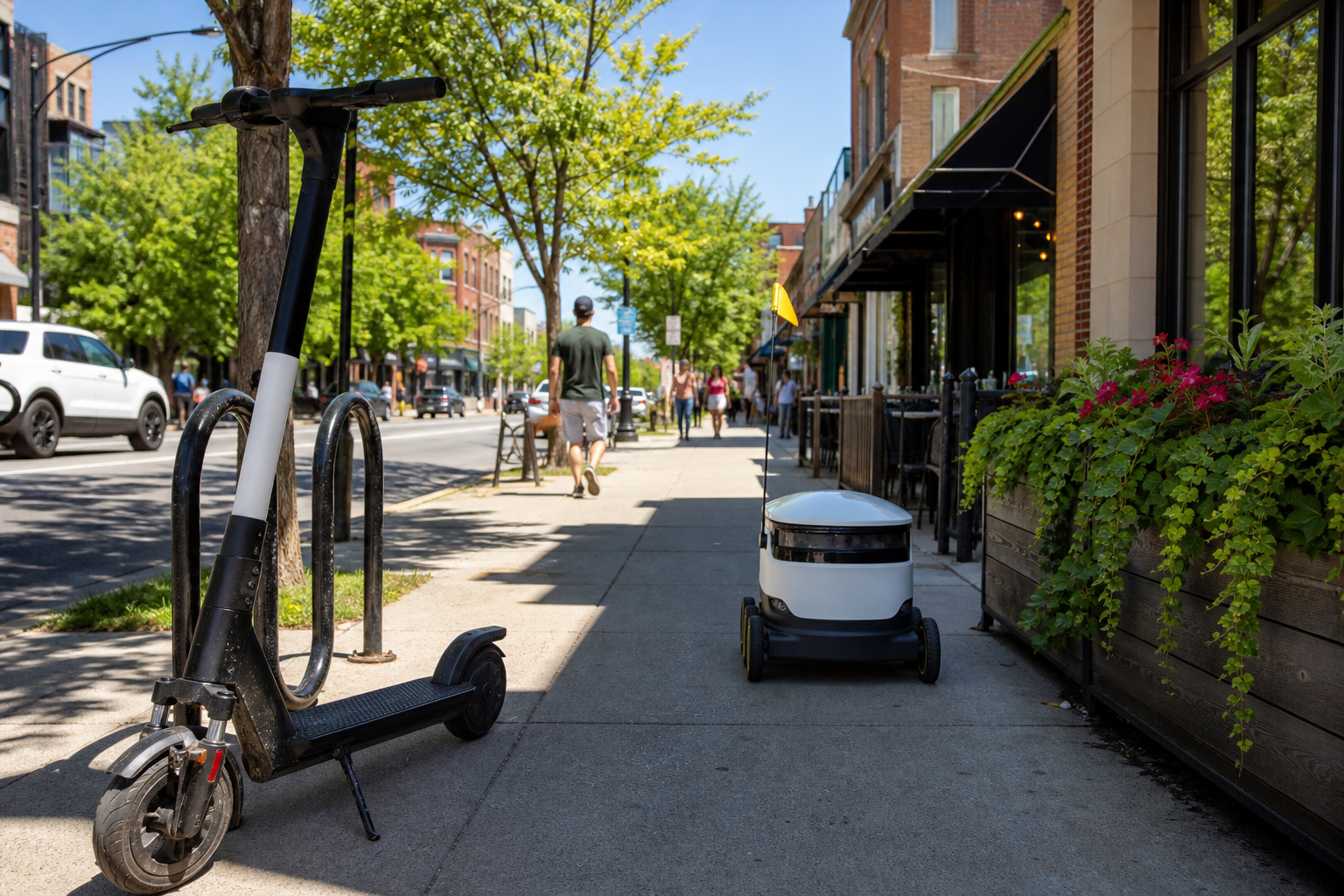 Chicago’s Scooter Feed Logged 9.45 Million Trips in 2025. Two of Its Four Vendors Are Delivery-Robot Companies.
